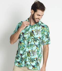 REF.: 609003  Camisa Masculina Estampada Tropical Rovitex